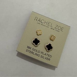 Rachel Zoe 18k gold plated sterling silver 2 pairs earrings set